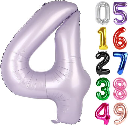 CreamPurple Number 4 Balloon 40 Inch, 4th Birthday Decorations Men Women | Foil by IWERP