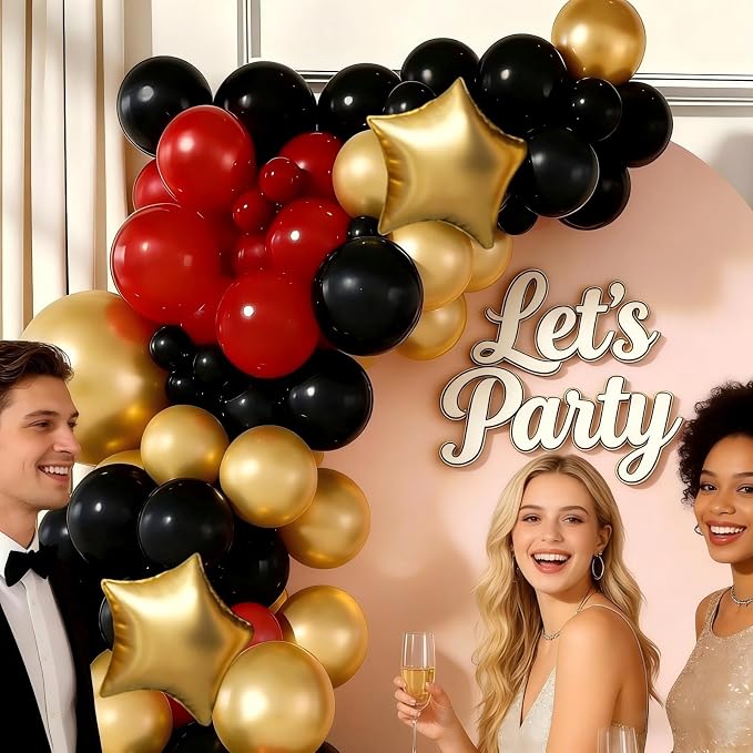 Red Black Gold Balloon Garland Arch Kit - Image 4