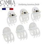 Camila Paris CP3085 French Hair Clip for Women, Set of 6 Extra Small White Girls Hair Claw Clip Jaw Fashion Durable Styling Hair Accessories for Women, Ladies Strong Hold Grip Clamp, Made in France