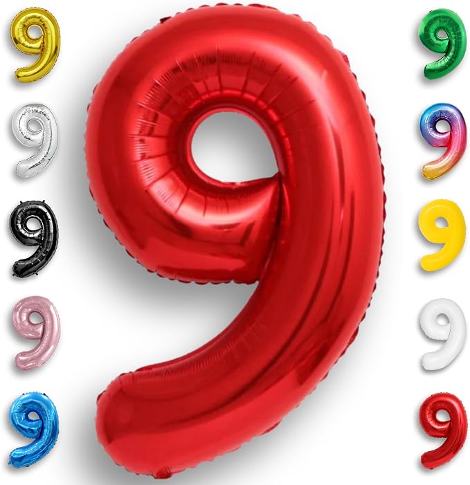 Red Number Balloon 9 Mylar Foil Balloons 16 inch by Unknown