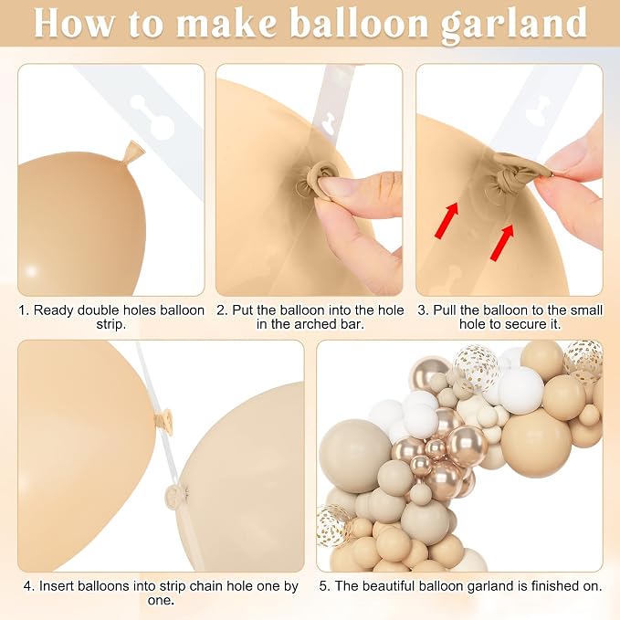 Amandir 153pcs White Sand Beige Balloon Arch Garland Kit Different Sizes | 18 - Image 3