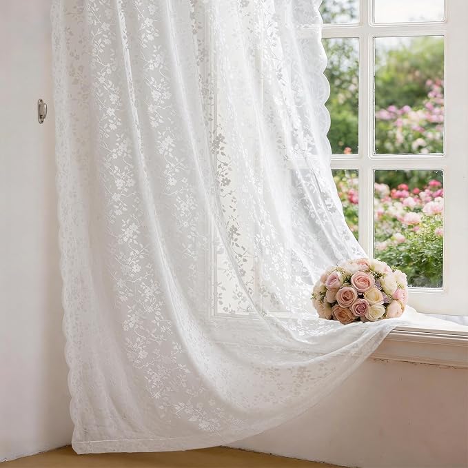 Anmao Vintage Lace Sheer Curtains 84 Inches Long - Image 8