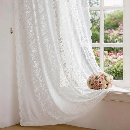 Anmao Vintage Lace Sheer Curtains 96 Inches Long - Image 8