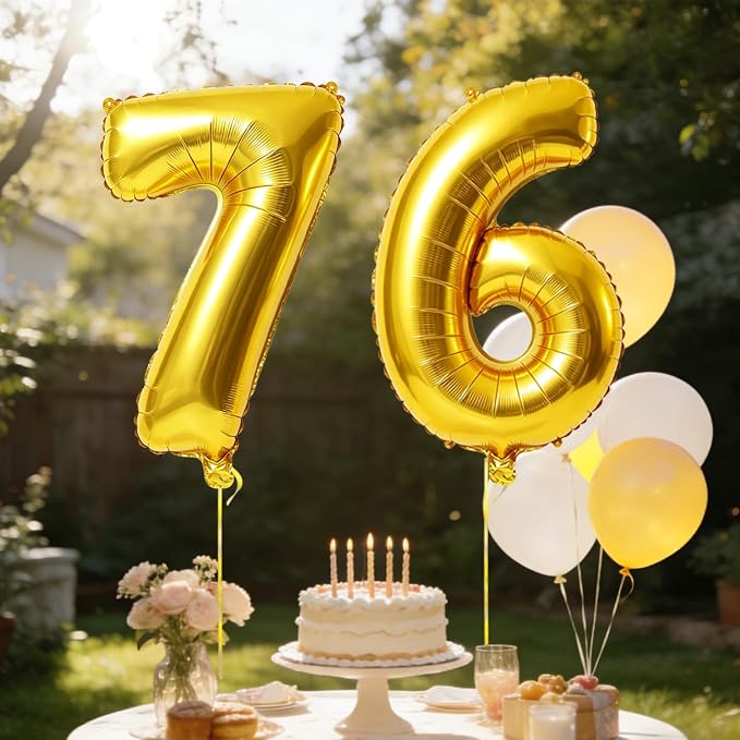 40 Inch Number 76 Balloons for 76th Birthday Party Decorations, 0-100 Gold - Image 3