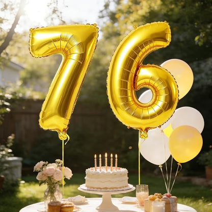 40 Inch Number 76 Balloons for 76th Birthday Party Decorations, 0-100 Gold - Image 3
