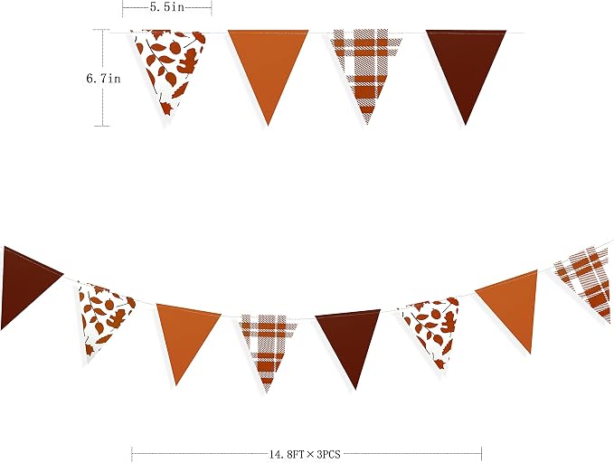 pinkblume Fall Party Decorations Maple Leaf Pennant Banner Triangle Hanging - Image 2