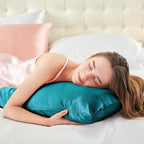 BEDELITE Satin Body Pillow Cover 2 Pack, Super Soft and Cooling Body Pillow Pillowcase for Hair and Skin, Breathable Silky Full Long Pillowcase Cover(20"x54", Teal)