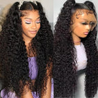 36 Inch Water Wave 13x6 HD Lace Front Wigs Human Hair Pre Plucked 200 Density Deep Part Curly Wig for Women Water Wave Frontal Wigs Human Hair