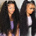 28 Inch Water Wave 13x6 HD Lace Front Wigs Human Hair Pre Plucked 200 Density Deep Part Curly Wig for Women Water Wave Frontal Wigs Human Hair