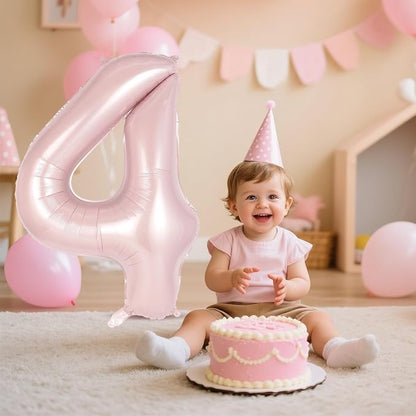 Light Pink Number 4 Balloon, 40 Inch Giant Mylar Number Balloons, Large Foil - Image 5