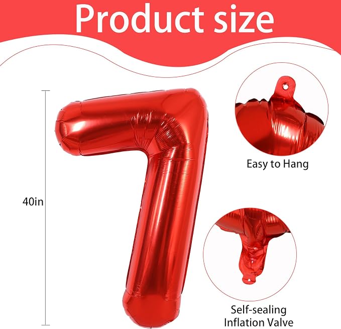 40 Inch Red Foil Number 7 Balloon - Image 3