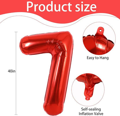 40 Inch Red Foil Number 7 Balloon - Image 3