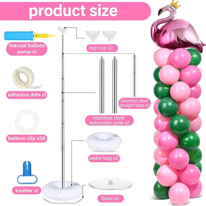2 Sets Tropical Flamingo Balloon Column Stand Kit - Image 2