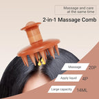 Silicon Scalp Massage Comb - Hair Oil Applicator Brush with Built-in Scale, 20 Silicone Bristles & Stainless Steel Teeth for Hair Growth Serum, Scalp Care and Relaxation (Black)