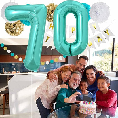 TONIFUL 40 Inch Large Teal Blue Number Balloons, Giant Jumbo Helium Foil Mylar - Image 6