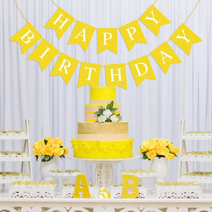 Yellow Happy Birthday Banner Sign - Image 6