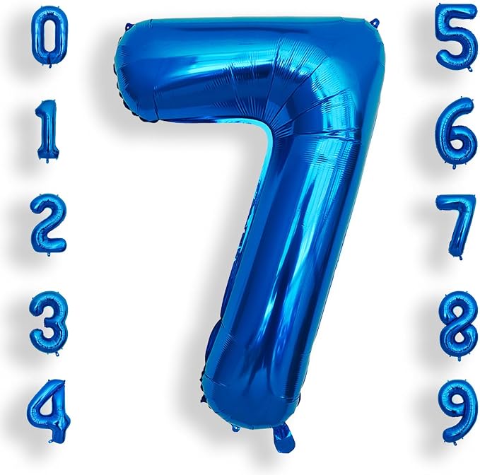 AULE 40 Inch 7 Blue Balloon Number Foil 0-9 Birthday Big Numbers | Birthday by AULE