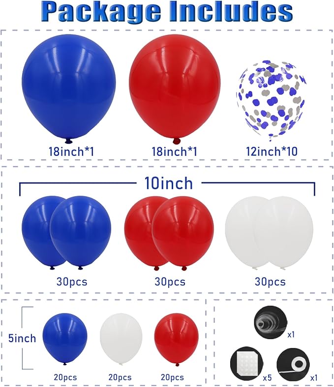 Red White and Blue Balloons Garland Arch Kit - Image 2