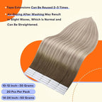 Full Shine Tape in Extensions Real Human Hair 12 Inch Natural Short Hair Extensions Tape in Balayage Color 8/60/18 Ash Brown to Blonde Double Sided Hair Extensions 20PCS Natural 30grams