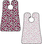 Beard Bib Apron for Men Shaving, Waterproof Non-Stick Hair Catcher with Suction Cups, Grooming Essential for Dad Husband, White Pink Cheetah Leopard Print Shave Bib