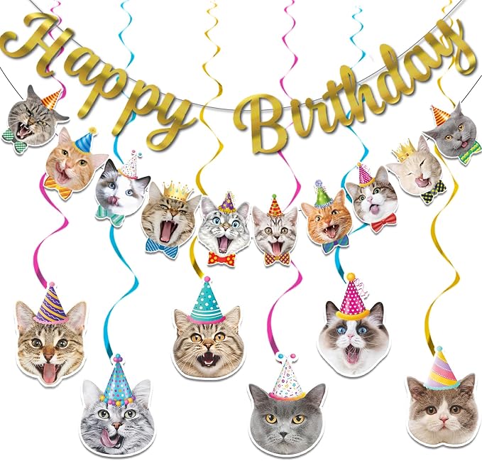 Cat Theme Birthday Party Decorations, Cat Birthday Decoration Happy Birthdays by Unknown