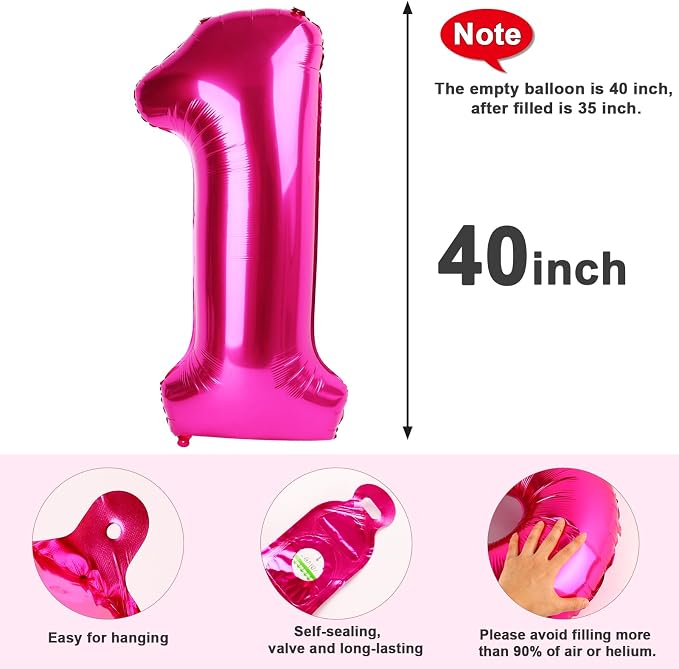 1 Balloon Number 40 Inch Hot Pink Balloons - Image 5