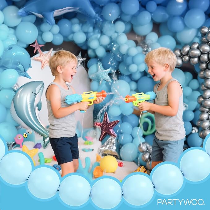 PartyWoo Baby Blue Linking Balloons 100pcs 6 Inch Blue Link Balloons | - Image 3