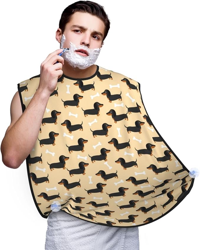 Waterproof Grooming Apron, Non-Stick Beard Bib with Suction Cups, for Wiener Dog Doxie Dachshund Weiner Dog Pet Dogs