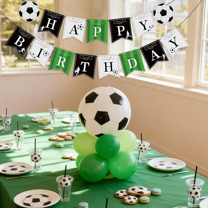 Soccer Happy Birthday Banner Bunting Garlands Sign Soccer Birthday Party - Image 6
