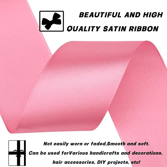 1-1/2 Inch 30 Yards Rose Gold Solid Satin Ribbon - Image 3