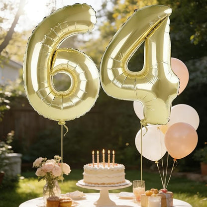40 Inch Number 64 Balloons for 64th Birthday Party Decorations, 0-100 Champagne - Image 3
