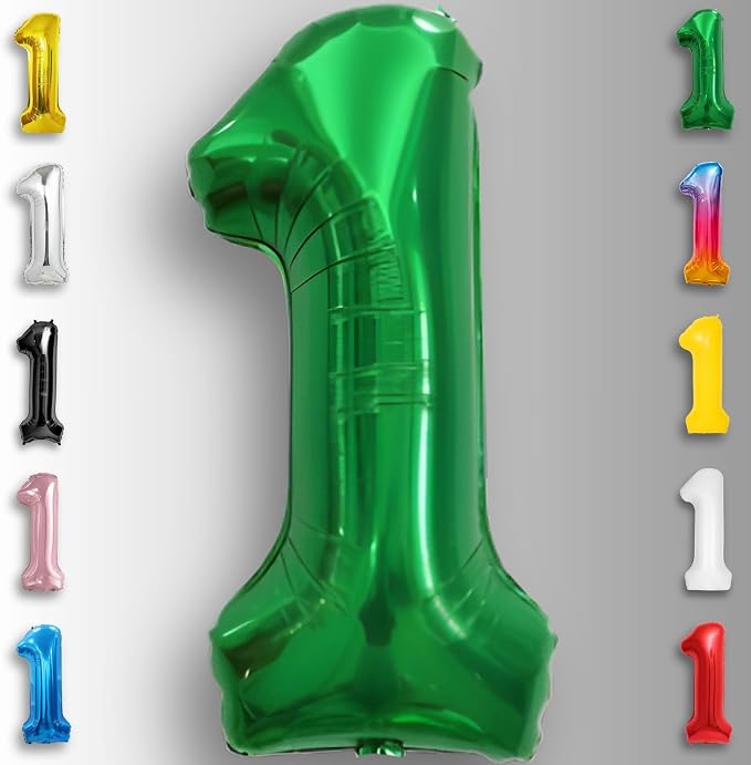 Green Number Balloon 1 Mylar Foil Balloons 16 inch - Image 5