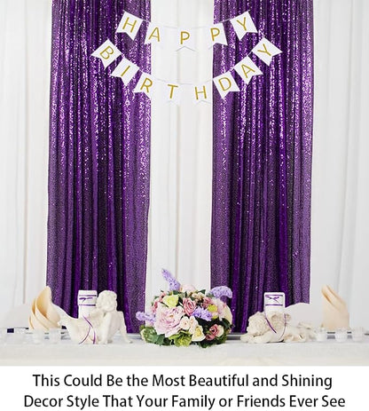ShinyBeauty Sequin Curtains 2 Panels Purple 2FTx8FT Sequin Photo Backdrop Royal - Image 3
