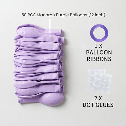 50pcs 12 Inch Pastel Purple Latex Balloons | Macaron Light Lavender Lilac Latex - Image 2