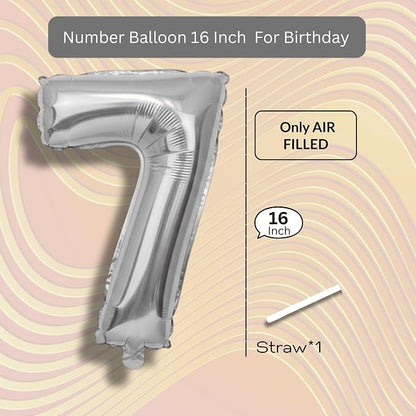 Silver Number Balloon 7 Mylar Foil Balloons 16 inch Small - Image 8
