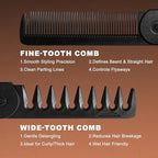 Texture Comb, Voluminous Wide Toothed Hair Comb, Wide & Fine-Toothed Dual-Purpose SetBangs Seam Grooming Accessory for Women and Men, ABS plastic with textured grip(1 SET)