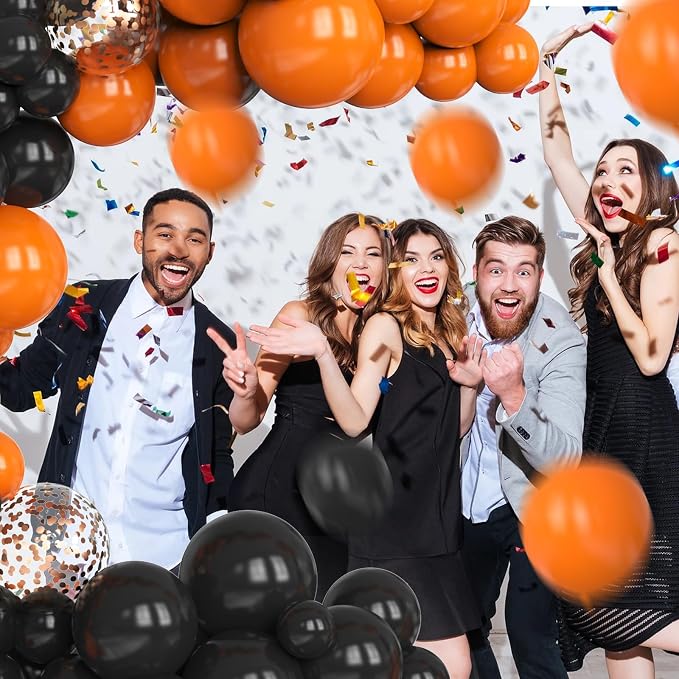 Orange and Black Balloons Arch Kit, Different Sizes Orange Balloons - Image 5