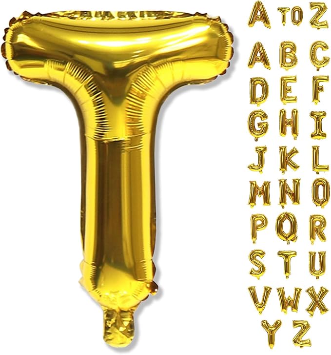 Custom Letters Balloon Gold, Large Helium Alphabet Name Balloon T Decor by Lingqiang