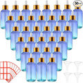 Dandat 50 Pack 4 oz Glass Dropper Bottles Leakproof 120 ml Glass Tincture Bottles with Eye Droppers, 4 Funnels, 54 Labels for Essential Oil Perfumes Hair Oil(Blue Gradient)