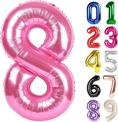 8 Balloon - Pink Birthday Number Balloons, 40 Inch Decorations Men Women | Pink by ALPHADELTAPI