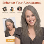 Rich Choices Human Hair Toppers for Women-100% Real Remy Hair Topper No Bang-Upgraded 150% Density 9 * 12CM Lace Base-Clip in Hairs Topper for Thinning Hairs-10Inch #G2 Grey