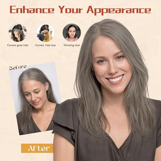 Rich Choices Human Hair Toppers for Women-100% Real Remy Hair Topper No Bang-Upgraded 150% Density 9 * 12CM Lace Base-Clip in Hairs Topper for Thinning Hairs-10Inch #G2 Grey