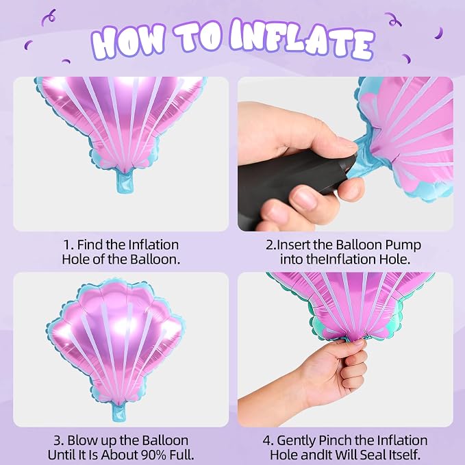 Mermaid Balloons, 12 Inch Pastel Pink Metallic Purple Teal Balloons - Image 3