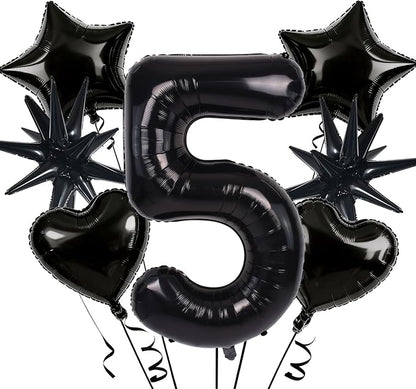 TONIFUL 5th Birthday Balloons Kit 40 Inch Black Large Number 5 Foil Balloon | by TONIFUL