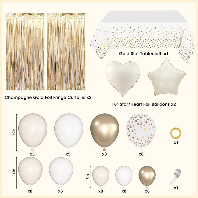 Amandir White and Gold Birthday Decorations - Image 2