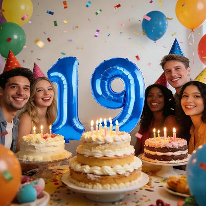 40 Inch Number 19 Balloons for 19th Birthday Party Decorations, 0-100 Dark Blue - Image 2