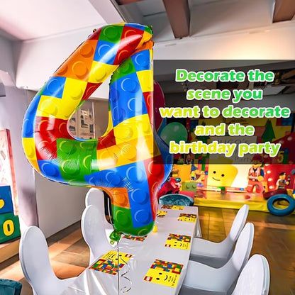 40 Inch Building Block Number Balloon Colorful Block Foil Balloons Block Themed - Image 4