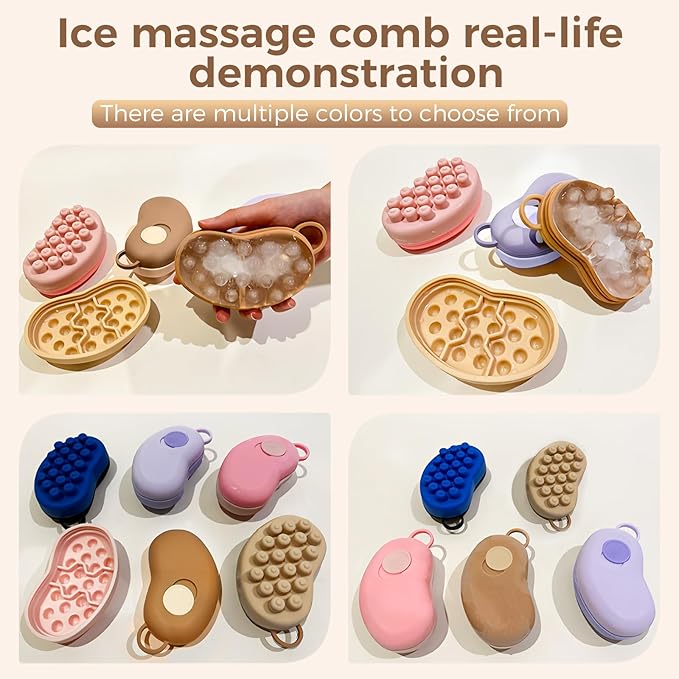 Ice Compress Scalp Massager Hair Growth Massage Comb - Upgraded Raised Dot Ice Tray Design for Tension Headache Relief and Scalp Care (Black)