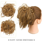 HMD Tousled Updo Messy Bun Hair Piece Hair Extension Ponytail With Elastic Rubber Band Updo Bun Synthetic Hairpieces for Women