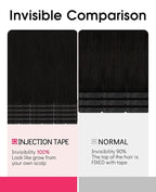 Youngsmile Injection Tape in Hair Extensions Human Hair, #1B Natural Black Invisible Tape in Injected Hair Extensions, 20pcs 35g, 16 Inch Injected Tape Ins Straight Extensiones De Cabello (#1B,16'')